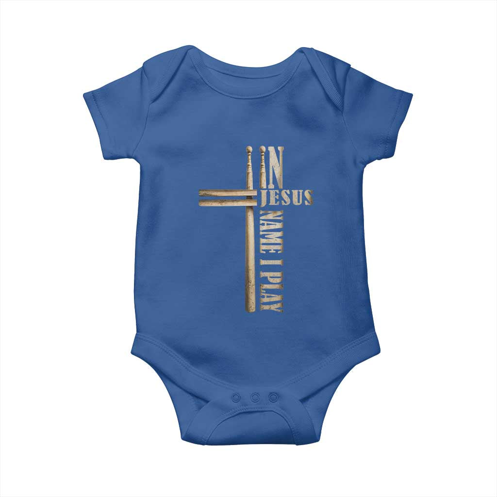 Christian Drummer Baby Onesie In Jesus Name I Play Drumstick Cross Drums Percussionist