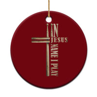 Christian Drummer Ceramic Ornament In Jesus Name I Play Drumstick Cross Drums Percussionist