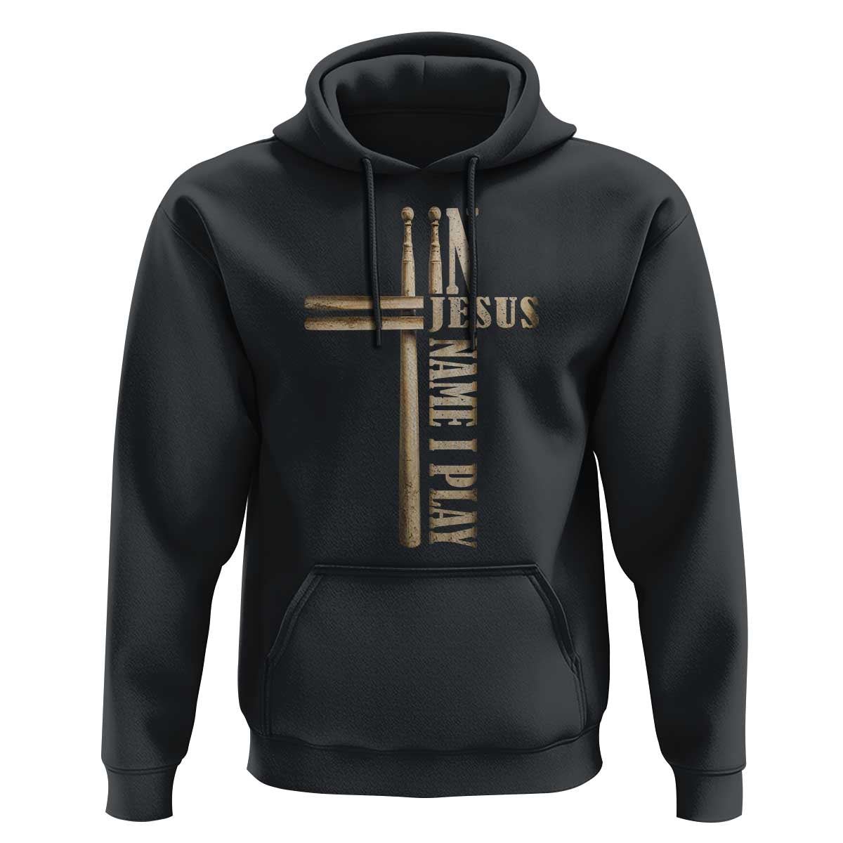 Christian Drummer Hoodie In Jesus Name I Play Drumstick Cross Drums Percussionist