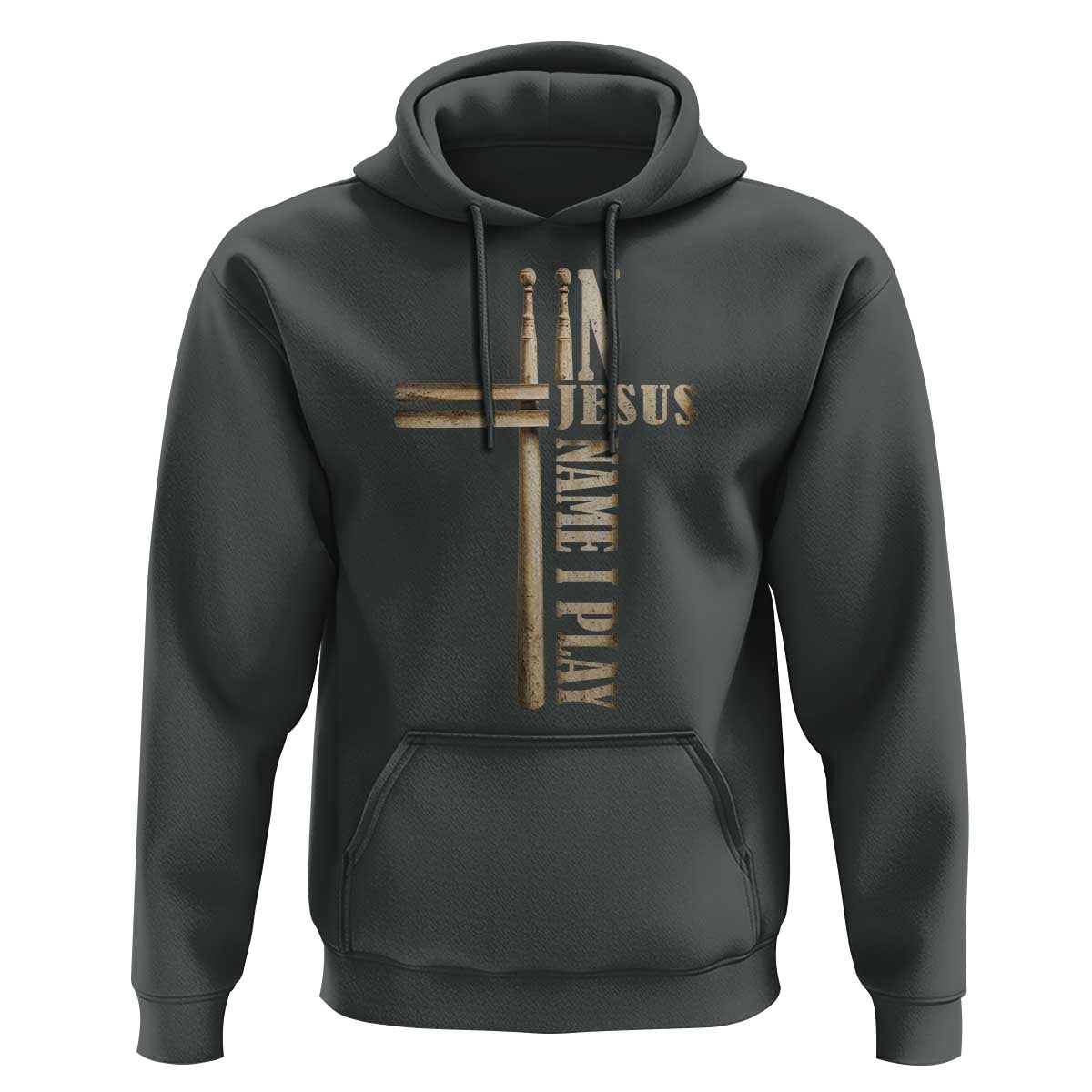 Christian Drummer Hoodie In Jesus Name I Play Drumstick Cross Drums Percussionist
