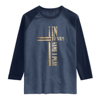 Christian Drummer Raglan Shirt In Jesus Name I Play Drumstick Cross Drums Percussionist