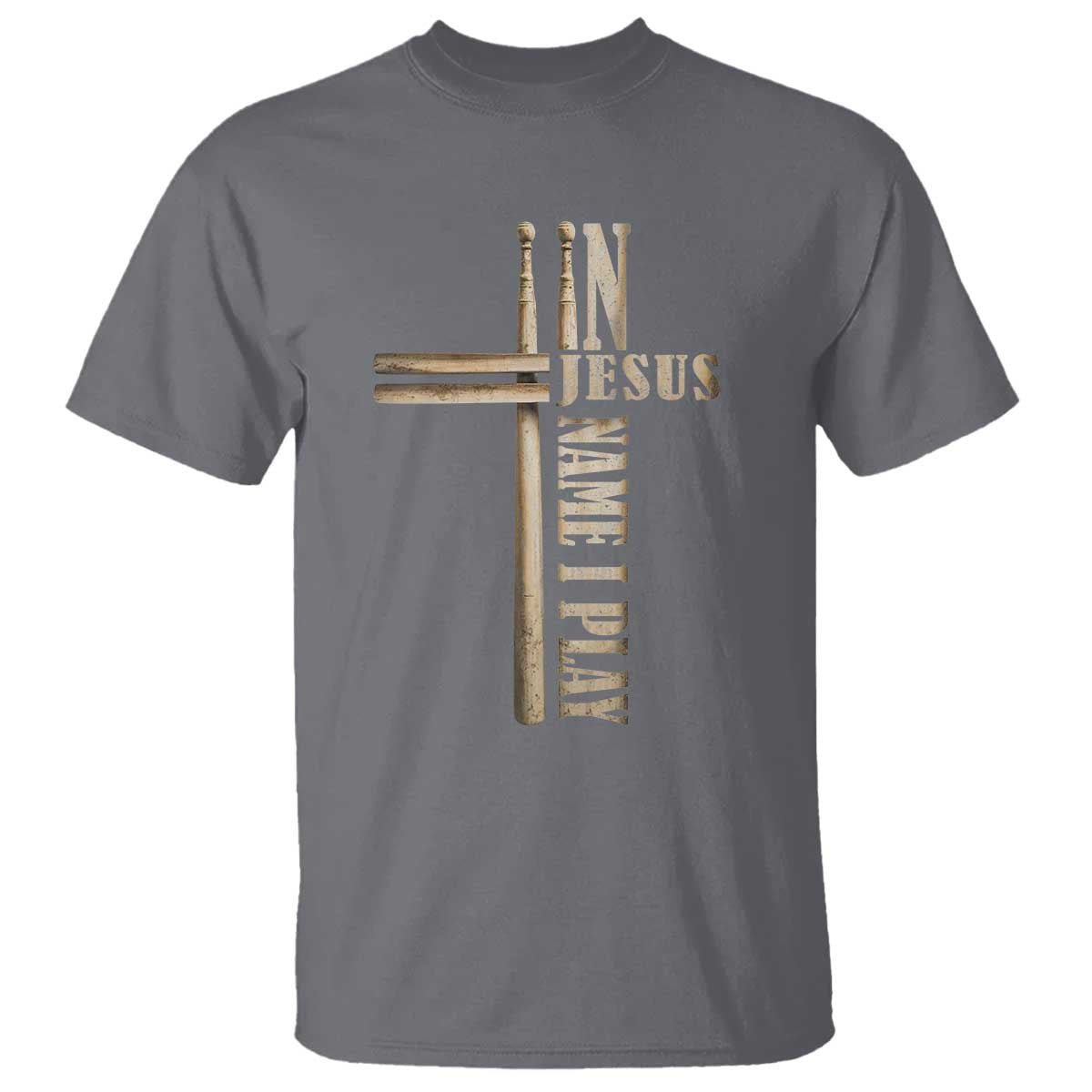 Christian Drummer T Shirt In Jesus Name I Play Drumstick Cross Drums Percussionist