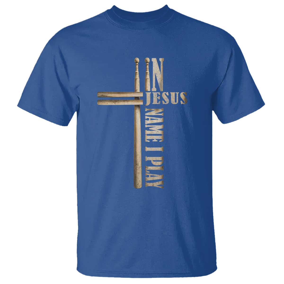 Christian Drummer T Shirt In Jesus Name I Play Drumstick Cross Drums Percussionist