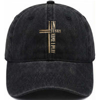 Christian Drummer Washed Cotton Baseball Cap In Jesus Name I Play Drumstick Cross Drums Percussionist