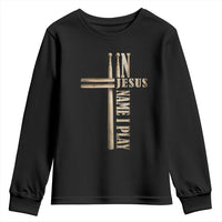 Christian Drummer Youth Sweatshirt In Jesus Name I Play Drumstick Cross Drums Percussionist