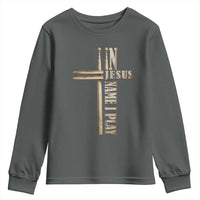 Christian Drummer Youth Sweatshirt In Jesus Name I Play Drumstick Cross Drums Percussionist