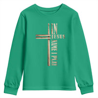 Christian Drummer Youth Sweatshirt In Jesus Name I Play Drumstick Cross Drums Percussionist