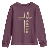Christian Drummer Youth Sweatshirt In Jesus Name I Play Drumstick Cross Drums Percussionist