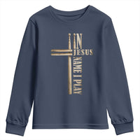 Christian Drummer Youth Sweatshirt In Jesus Name I Play Drumstick Cross Drums Percussionist