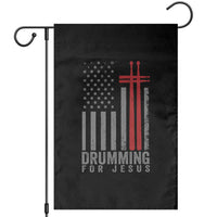 Christian Drummer Garden Flag Drumming For Jesus Cross USA Flag Percussionist