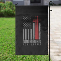 Christian Drummer Garden Flag Drumming For Jesus Cross USA Flag Percussionist