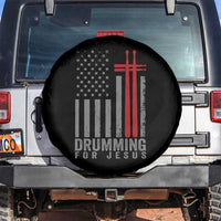 Christian Drummer Spare Tire Cover Drumming For Jesus Cross USA Flag Percussionist