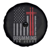 Christian Drummer Spare Tire Cover Drumming For Jesus Cross USA Flag Percussionist