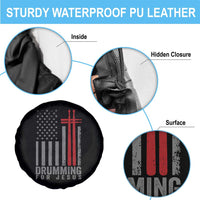 Christian Drummer Spare Tire Cover Drumming For Jesus Cross USA Flag Percussionist