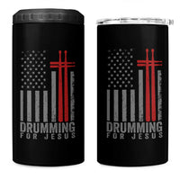 Christian Drummer 4 in 1 Can Cooler Tumbler Drumming For Jesus Cross USA Flag Percussionist