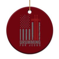 Christian Drummer Ceramic Ornament Drumming For Jesus Cross USA Flag Percussionist