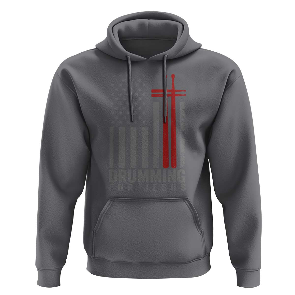 Christian Drummer Hoodie Drumming For Jesus Cross USA Flag Percussionist
