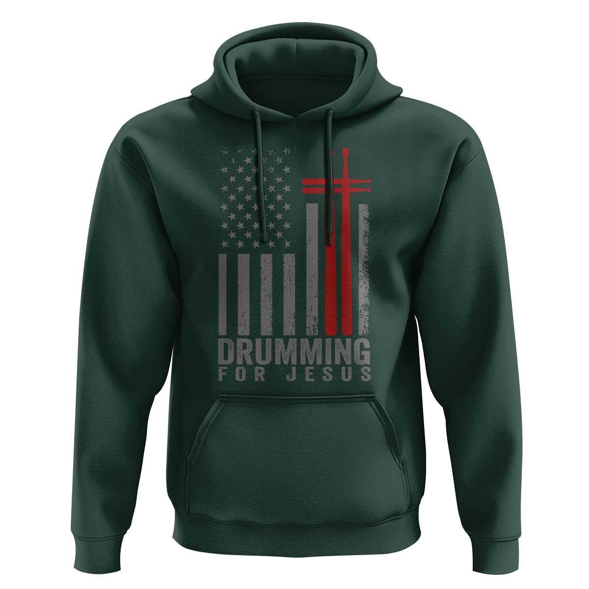 Christian Drummer Hoodie Drumming For Jesus Cross USA Flag Percussionist