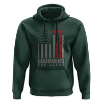 Christian Drummer Hoodie Drumming For Jesus Cross USA Flag Percussionist