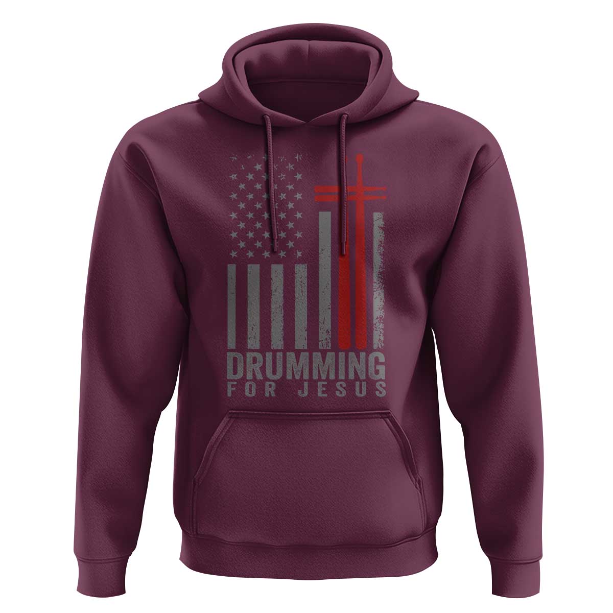 Christian Drummer Hoodie Drumming For Jesus Cross USA Flag Percussionist