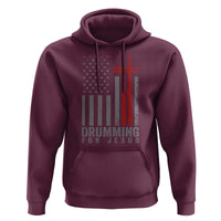 Christian Drummer Hoodie Drumming For Jesus Cross USA Flag Percussionist