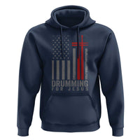 Christian Drummer Hoodie Drumming For Jesus Cross USA Flag Percussionist
