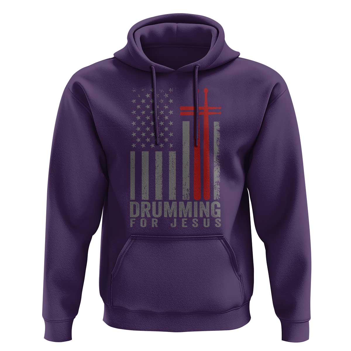 Christian Drummer Hoodie Drumming For Jesus Cross USA Flag Percussionist