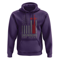 Christian Drummer Hoodie Drumming For Jesus Cross USA Flag Percussionist