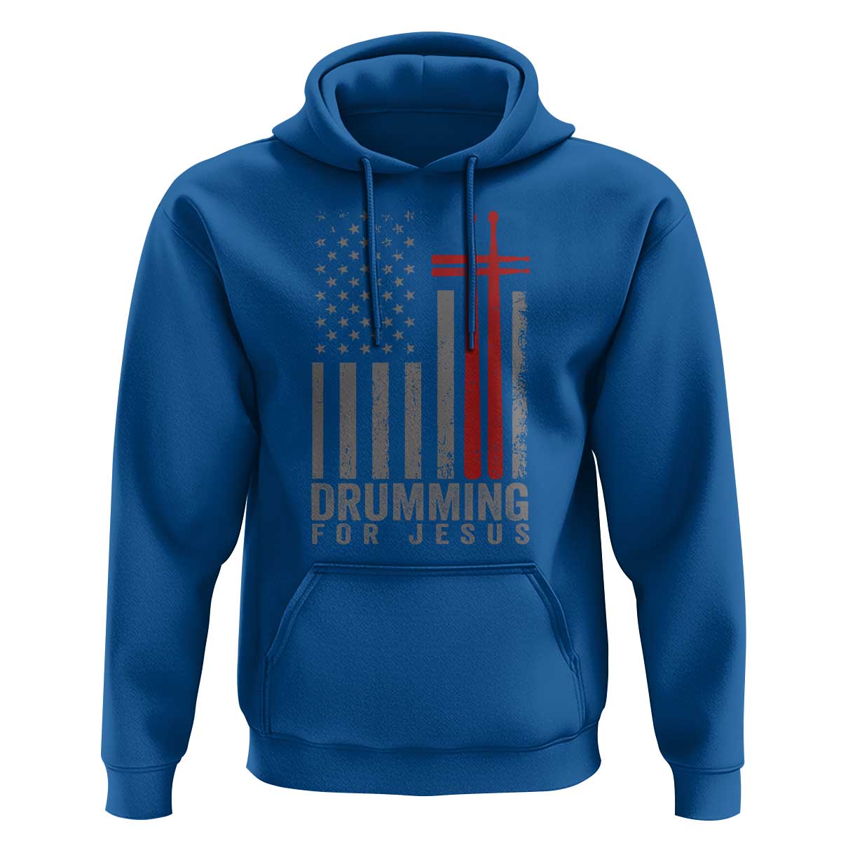 Christian Drummer Hoodie Drumming For Jesus Cross USA Flag Percussionist