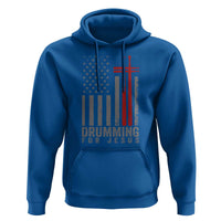 Christian Drummer Hoodie Drumming For Jesus Cross USA Flag Percussionist