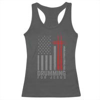 Christian Drummer Racerback Tank Top Drumming For Jesus Cross USA Flag Percussionist