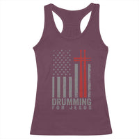 Christian Drummer Racerback Tank Top Drumming For Jesus Cross USA Flag Percussionist