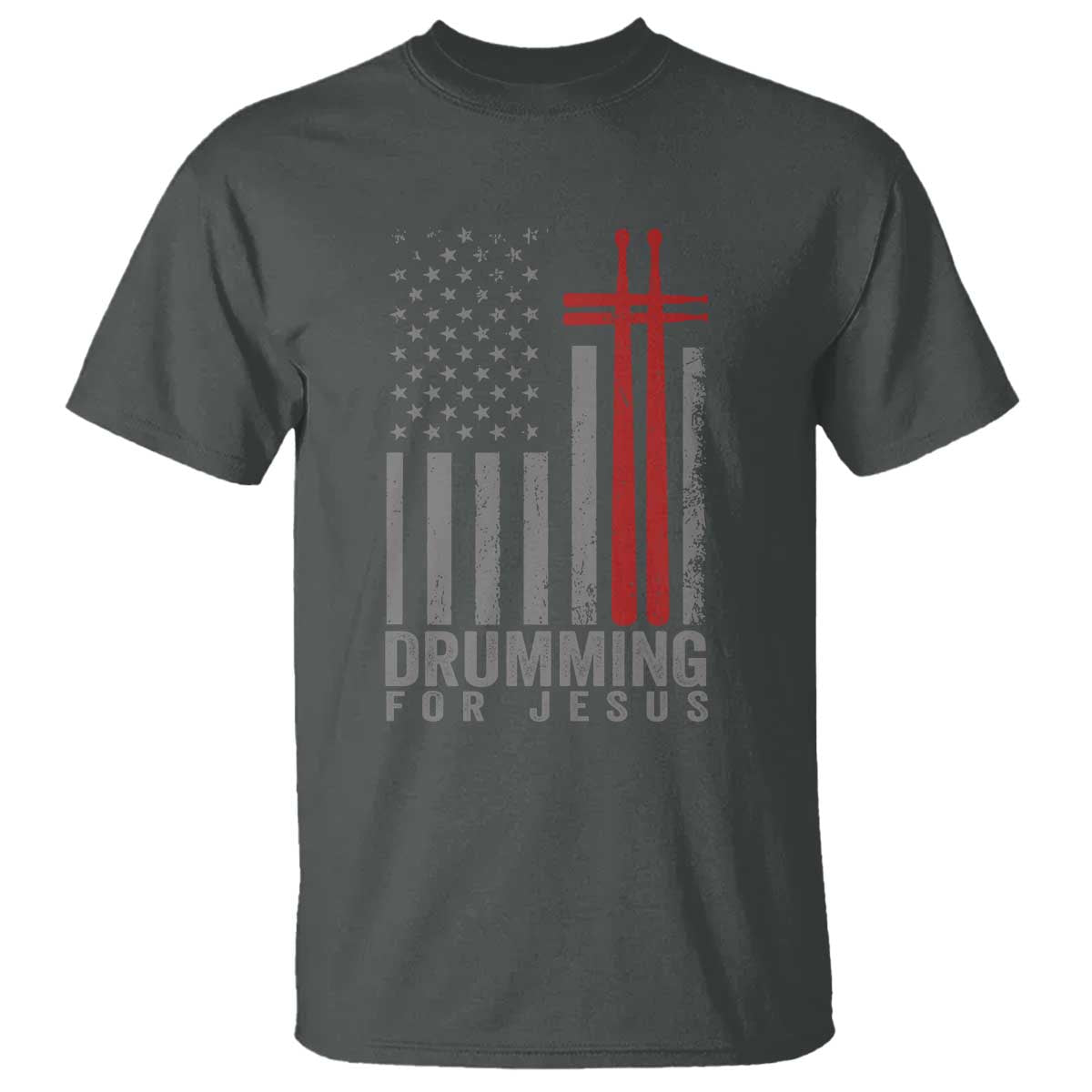 Christian Drummer T Shirt Drumming For Jesus Cross USA Flag Percussionist