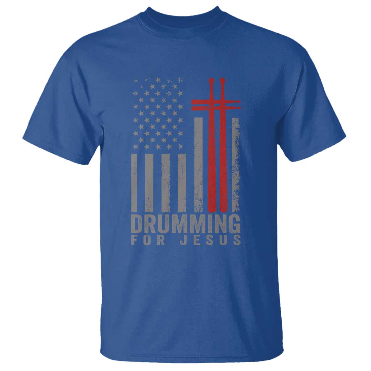 Christian Drummer T Shirt Drumming For Jesus Cross USA Flag Percussionist