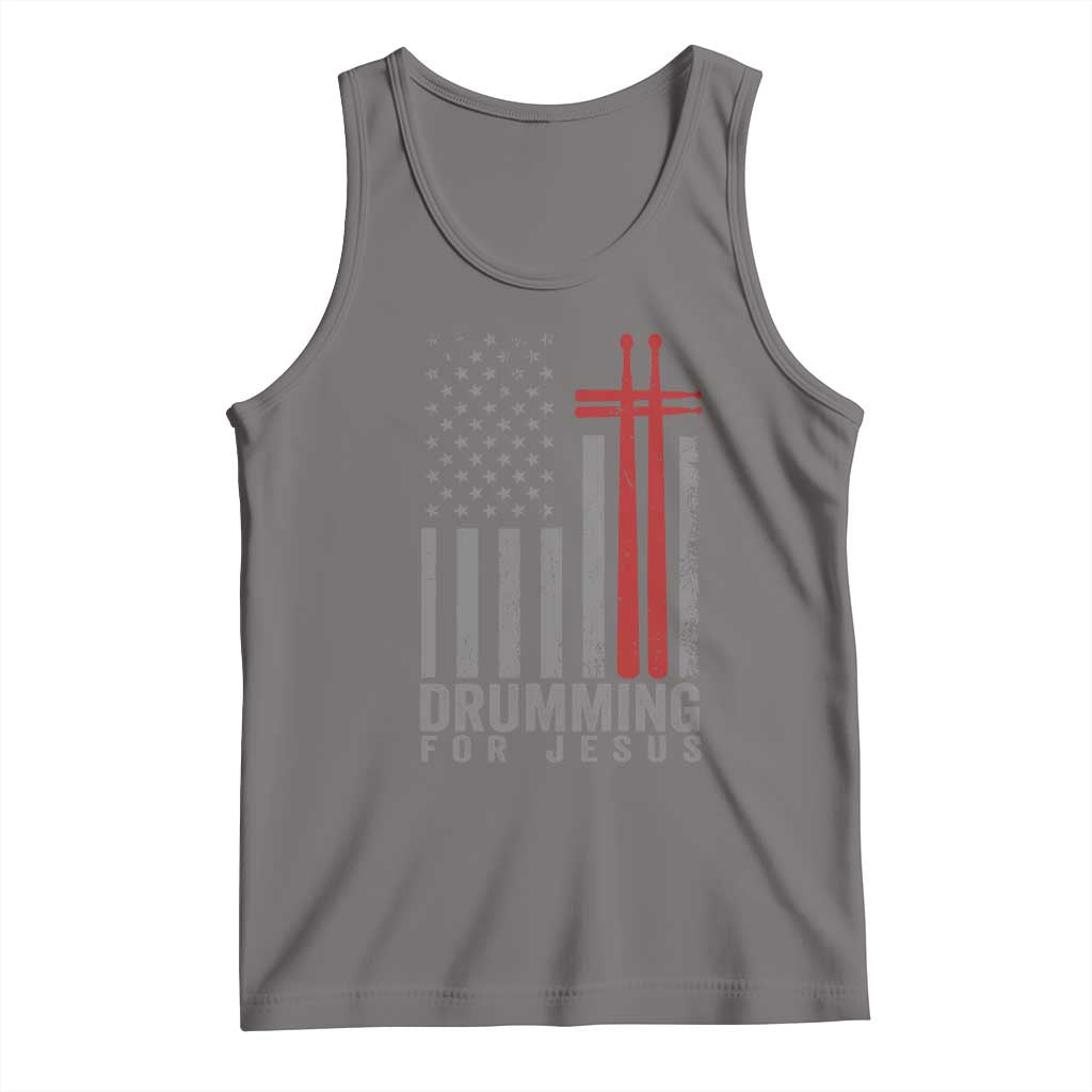 Christian Drummer Tank Top Drumming For Jesus Cross USA Flag Percussionist