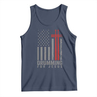 Christian Drummer Tank Top Drumming For Jesus Cross USA Flag Percussionist