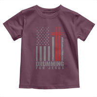 Christian Drummer Toddler T Shirt Drumming For Jesus Cross USA Flag Percussionist