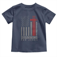Christian Drummer Toddler T Shirt Drumming For Jesus Cross USA Flag Percussionist