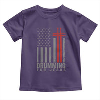 Christian Drummer Toddler T Shirt Drumming For Jesus Cross USA Flag Percussionist