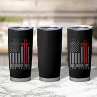 Christian Drummer Tumbler Cup Drumming For Jesus Cross USA Flag Percussionist