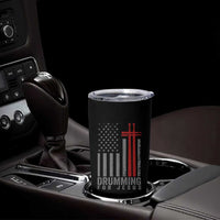 Christian Drummer Tumbler Cup Drumming For Jesus Cross USA Flag Percussionist