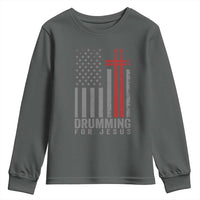 Christian Drummer Youth Sweatshirt Drumming For Jesus Cross USA Flag Percussionist