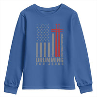 Christian Drummer Youth Sweatshirt Drumming For Jesus Cross USA Flag Percussionist