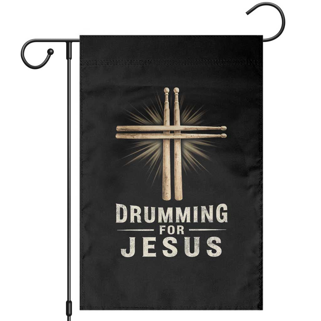 Christian Drummer Garden Flag Drumming For Jesus Drumstick Cross Percussionist