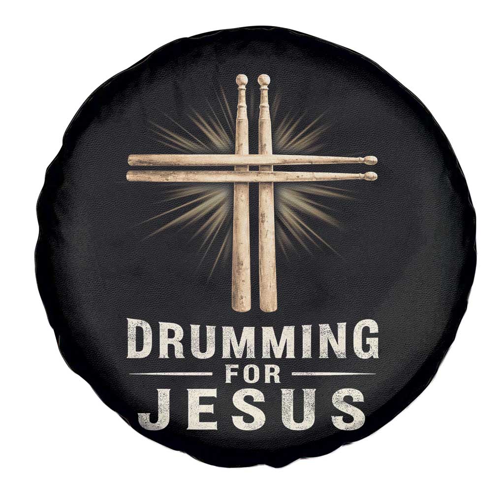 Christian Drummer Spare Tire Cover Drumming For Jesus Drumstick Cross Percussionist