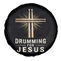 Christian Drummer Spare Tire Cover Drumming For Jesus Drumstick Cross Percussionist