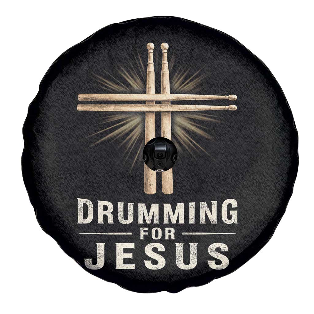 Christian Drummer Spare Tire Cover Drumming For Jesus Drumstick Cross Percussionist