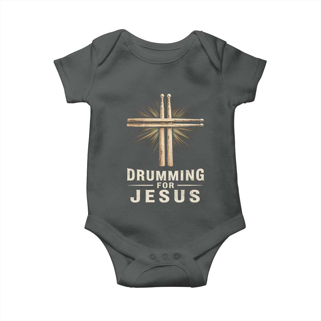 Christian Drummer Baby Onesie Drumming For Jesus Drumstick Cross Percussionist