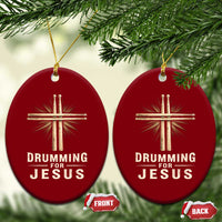 Christian Drummer Ceramic Ornament Drumming For Jesus Drumstick Cross Percussionist