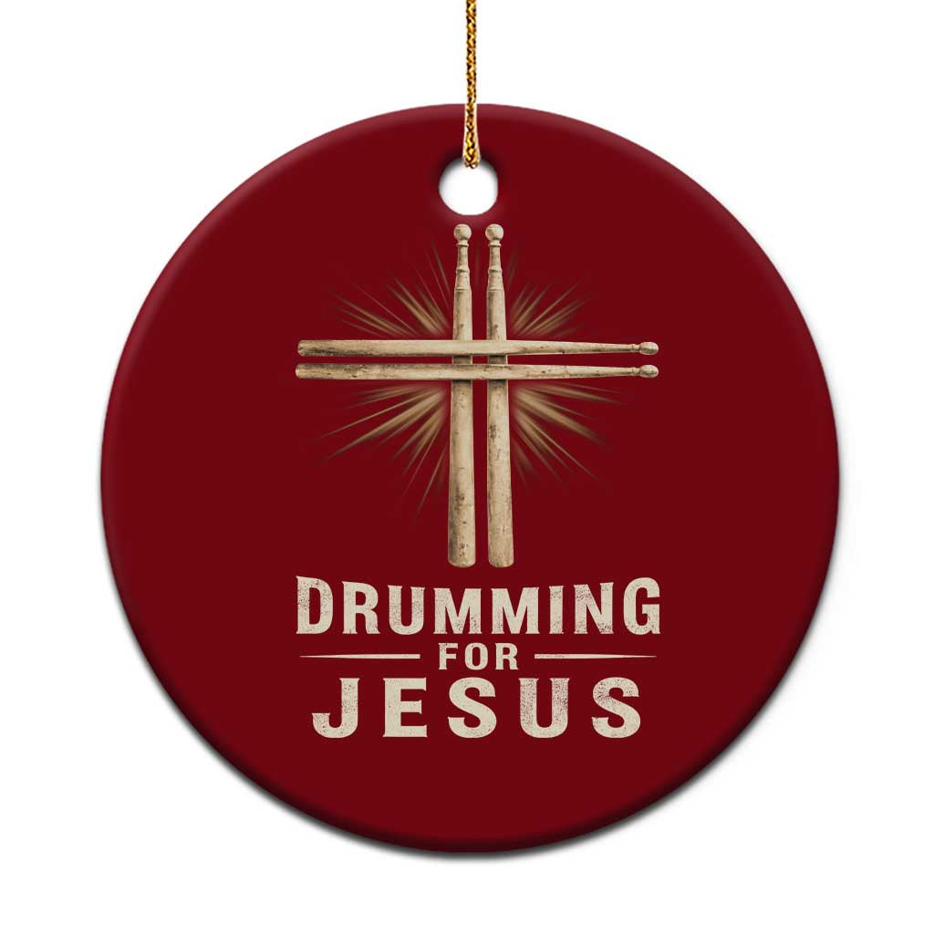 Christian Drummer Ceramic Ornament Drumming For Jesus Drumstick Cross Percussionist